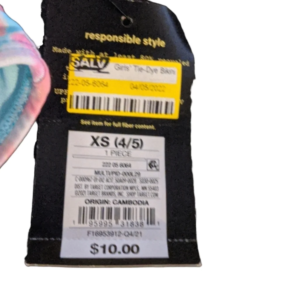 Art Class UPF 50+ Girls Tie-Dye Bikini Bottom Only Size XS (4/5) Brand New.